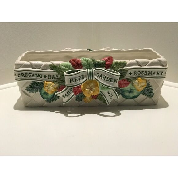 Fitz & Floyd Herb Planter: 1990's Ceramic Planter - Picture 2 of 4